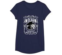 Officiel Willie Nelson Austin T-Shirt, Fille, Bleu Marine, XS