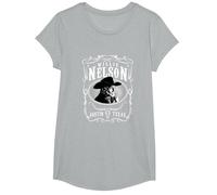 Officiel Willie Nelson Austin T-Shirt, Fille, Gris Chiné, L