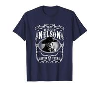 Officiel Willie Nelson Austin T-Shirt, Homme, Bleu Marine, L