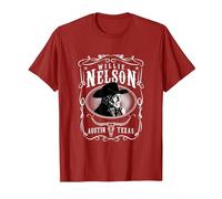 Officiel Willie Nelson Austin T-Shirt, Homme, Canneberge, M