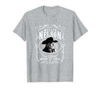 Officiel Willie Nelson Austin T-Shirt, Homme, Gris Chiné, M