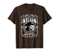 Officiel Willie Nelson Austin T-Shirt, Homme, Marron, M