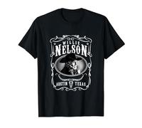 Officiel Willie Nelson Austin T-Shirt, Homme, Noir, L
