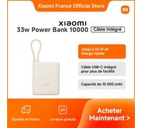 Xiaomi Batterie externe 10000mAh 33W PD3.0 QC3.0 3 sorties Compatible iPhone 15, iPad