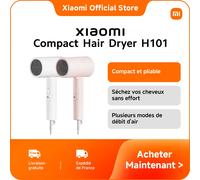 [Officiel] Xiaomi Compact Hair Dryer H101 | Compact et pliable, Débit d'air de 15 m/s*, 50 millions* d'ions négatifs, Plusieurs modes de débit d'air Blanc