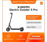 [Officiel] Xiaomi Electric Scooter 5 Pro | Doubles amortisseurs avant et arrière, Jusqu'à 60 km d'autonomie, Moteur 1000 W Noir