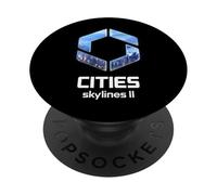 Officielle Cities Skylines II Game Logo City Builder White PopSockets PopGrip Adhésif