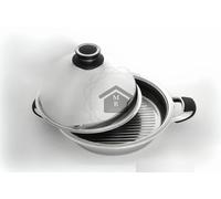 Officine Prandelli Poêle grill avec couvercle en dôme en acier inoxydable 18/10, Ø 28 cm, capacité 4,3 litres, triple fond multicouche, convient à induction