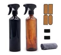 OFFIDIX Lot de 2 flacons pulvérisateurs en verre rechargeables avec buse réglable pour le nettoyage, le jardinage (noir et marron)