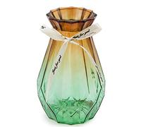 OFFIDIX Vase en Verre dégradé Multicolore Vase géométrique à facettes en Verre coloré pour la Maison, Le Bureau ou Le Mariage (Vert Brun)