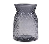 OFFIDIX Vase en verre texturé en treillis moderne conique décoratif (gris)