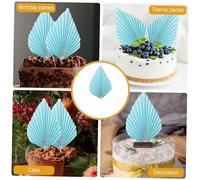OFFIGAM 10 Pièces Décorations Cake Inserts Papier de Palmier Bleu Lac Grand Format Éventail Créatif pour Gâteaux Danniversaire et Tropicales