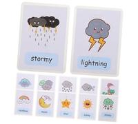 OFFIGAM 12 pièces Cartes Flash Météo Cognitives Étanches Accessoires Pédagogiques pour Garçon Fille Cartes Vocabulaire Plastifiées Résistantes Apprentissage Mots Anglais pour Garçons et