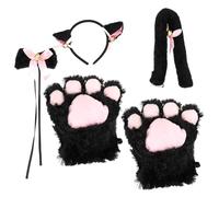 OFFIGAM 1ensemble Kitten Cosplay Costume Set Avec Queue Collier Pattes Et -tête Déguisement Neko Pour Fête Halloween Et Jeux De Rôle