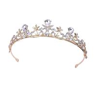 OFFIGAM 1pièce Bandeau Couronne Délicat Strass Pour Femmes Et Filles Accessoire De Mariage Élégant or Et Blanc