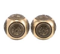 OFFIGAM 2 Pièces Artisanat Anti-Stress en Laiton Or, Décoration de Bureau à Six Faces, Hexagonal Rotatif pour Exercice des Doigts, Élégant et Vintage pour Garçon et Filles