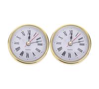 OFFIGAM 2 Pièces Insert D'horloge Rond à Quartz 65mm, Style Simple | Mouvement Silencieux à Piles, Plastique Or, pour Bureaux à Domicile et Chambres, Boîtiers Encastrés et Horloges de Cheminée