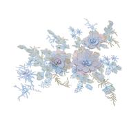OFFIGAM 2 Pièces Patchs Brodés Fleurs Tridimensionnelles en Polyester Bleu, Texture Épaisse et Design Clair, Appliqués Thermocollants pour Vêtements et Cheongsam