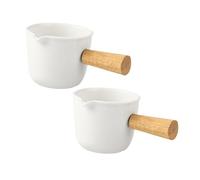 OFFIGAM 2 pièces Pichet à Lait Céramique Blanc Mini Crémier Multifonction avec Anse pour Sauce Café Espresso et Service
