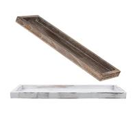 OFFIGAM 2 Pièces Plateau Décoratif Rectangulaire Solution Polyvalente en Bois Rustique pour Bougies et Centre de Table pour Salon ou Salle à Manger