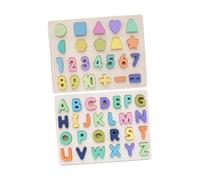 OFFIGAM 2Ensembles Cognitive Plaything of Educational Jigsaw Puzzles for Aged Wooden Number and Letter Blocks for Interactive Parent Child Play