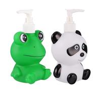 OFFIGAM 2pièces Bouteilles Distributeurs Pressables pour Lotion et Savon Liquide Réutilisables avec Pompe Amovible Design Cartoon Panda et Grenouille Flacons Vides pour Cosmétiques et