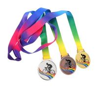 OFFIGAM 3 Pièces Médailles de Compétition Cycliste avec Ruban Ensemble de Récompenses Alliage de Zinc pour Première, Deuxième et Troisième Place Médaille Légère pour Événements Sportifs