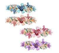 OFFIGAM 4 Pièces Barrette Fleur de Prune en Alliage, Pince à Cheveux Décorative pour Femmes et Filles, Facile à Porter, pour Sublimer Votre Coiffure Lors de Sorties