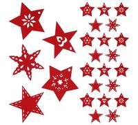 OFFIGAM 50 Pendentifs en Bois Rouge D'étoile à Cinq Branches pour Décoration de Noël Diy, Surface Lisse et Design Simple, Lot de 50 Pièces pour Art et Décoration Maison