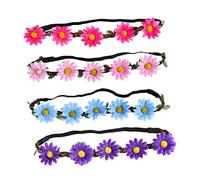OFFIGAM 5pièces Couronne De Fleurs Hawaï Avec Tournesols Bandeau Floral Boho Pour Fêtes à Thème Tropical Mariage Et Événements Plein Air Rosy