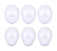 OFFIGAM 6 pièces Lot de Masques Blancs Papier à Décorer DIY pour Fête et Carnaval Masques Vierges Durables pour Adultes et Garçon Fille Blanc à Peindre pour Bal Masqué et Activité