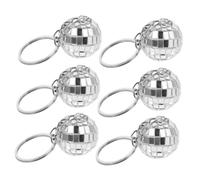 OFFIGAM 6 pièces Porte Clés Boule Disco Miroir Accessoires de Fête des Années de Noël Décorations de Fête Pendentifs Élégants pour Parties et Événements