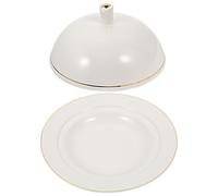 OFFIGAM Assiette Plat Pratique et Créatif en Céramique Blanche avec Couvercle pour Service de Nourriture pour Restaurant