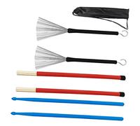 OFFIGAM Baguettes Nylon Balais à Percussion et Sac de Rangement Parfait pour Kits de Batterie et Musique Jazz