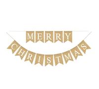 OFFIGAM Bannière de Noël Drapeau en Toile de Jute Élégant Chic en Lin Lettres Joyeux Noël, Décoration de Fête Suspendue pour Intérieur et Extérieur
