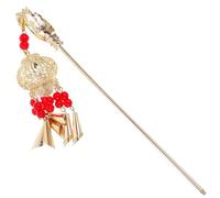 OFFIGAM Bâtonnet à Cheveux de Style Ancien Chinois Lumineux en Métal Pompon et Lanterne Épingle à Cheveux Longue Accessoire pour Chignon Vintage Féminins