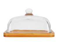 OFFIGAM Boîte à Beurre Rectangulaire en Bois avec Couvercle en Verre, Plat à Fromage Élégant Cuisine et Table à Manger, Étanchéité pour Snacks et Desserts