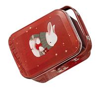 OFFIGAM Boîte à Biscuits pour Décoration de Pâques en Tôle Rouge Portable Motif Lapin Délicat et Activités en Plein Air