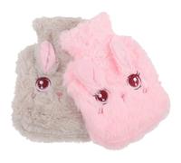OFFIGAM Bouillotte à Eau Chaude en Pvc 2 Pièces Housse Peluche Lapin Adorable, Grosse Capacité et Chauffante pour Soulager Douleurs et Garder Chaud