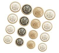 OFFIGAM Boutons de Manteau Métal Style Britannique, Pack de 16 Pièces, Accessoires Couture Décoratifs pour Vêtements et Créations DIY Couleur Aléatoire Style Aléatoire