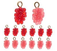 OFFIGAM Breloques pour Bracelet DIY 12 Pcs en Résine Transparente Rouge et Rose, Pendentifs Miniatures Faits Main, Accessoires Fabrication Bijoux pour Loisirs Créatifs, Présents