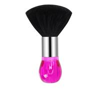 OFFIGAM Brosse de Nettoyage Coiffante pour Salon de Coiffure, Poils Souples, Manche Cristal, Couleur Rose Fuchsia, Plumeau de Cou Anti-irritation, pour Enlever Cheveux Cassés