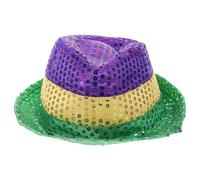 OFFIGAM Chapeau Fedora de Fête à Paillettes Vert en Tissu Coton pour Carnaval, Accessoire de Costume Mardi Gras, Élégant et Polyvalent pour Soirées Festives