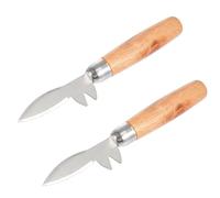 OFFIGAM Couteau à Huîtres Professionnel Manche en Bois Antidérapant, Acier Inoxydable, Lot de 2 Pièces, pour Ouvrir les Coquillages Lors Réceptions ou Voyages