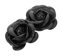 OFFIGAM Décoration Chaussures Noires de Rose, Paire Élégante | Faux Cuir, pour Escarpins à Bout Fin et Souliers de Mariage, Style Délicat