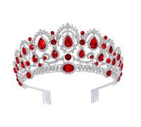 OFFIGAM diadème de mariée fantaisie gemme Headswear de mariage robe filles Diadèmes Couronne Coiffure coiffure femme Tiare de mariée diadème de cristal strass rouge