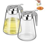 OFFIGAM Distributeurs de Sirop Sucrier Multifonctionnel 300ml Lot de 2 en Verre Design Étanche et Plastique Abs Cuisine Minimaliste et Usage Quotidien