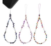 OFFIGAM Dragonne Porte-clés pour Téléphone en Perles Naturelles et Pierre, Lot de 3 Pièces, Facile à Porter, Style Exquis pour Téléphone et Tablette Couleur Aléatoire