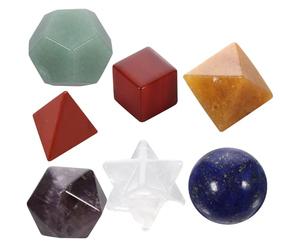 OFFIGAM Ensemble de 7 Cristaux de Chakra en Solides Platoniciens en Cristal pour Contemplation, Formes Géométriques Variées Fête des Pères