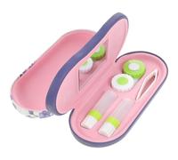 OFFIGAM Étui à Lunettes Portable en PU et Tissu Velours Pourpre, Double Compartiment Deux, Résistant à l'usure, pour Voyage d'affaires et Rangement Lunettes et Accessoires